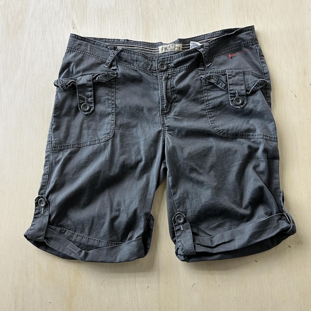 Y2K Paris Blues Shorts Womens 13 Gray Twill Cargo Pockets Utility Casual Summer
